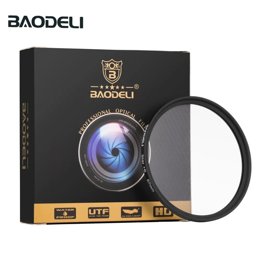 STAR 6 WITH BOX BAODELI объектив камеры Filtro Star фильтр 6 точек 49 52 55 58 62 67 72 77 82 мм для Canon Dslr Nikon sony X3000 A600 аксессуары - Цвет: STAR 6 WITH BOX