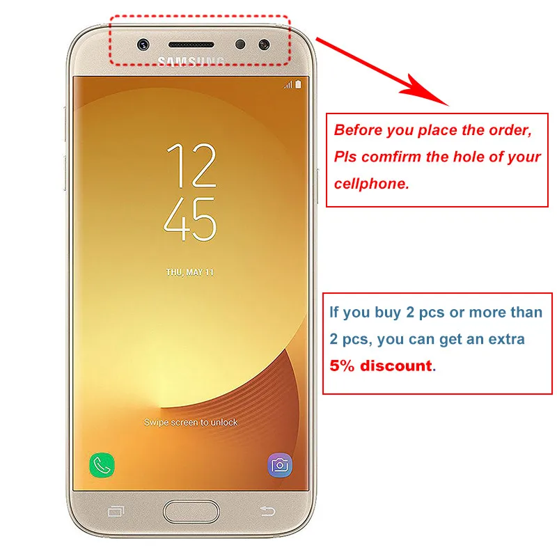 Для Samsung Galaxy J5 2017 полное покрытие Экран защитная пленка 9 H закаленное Стекло