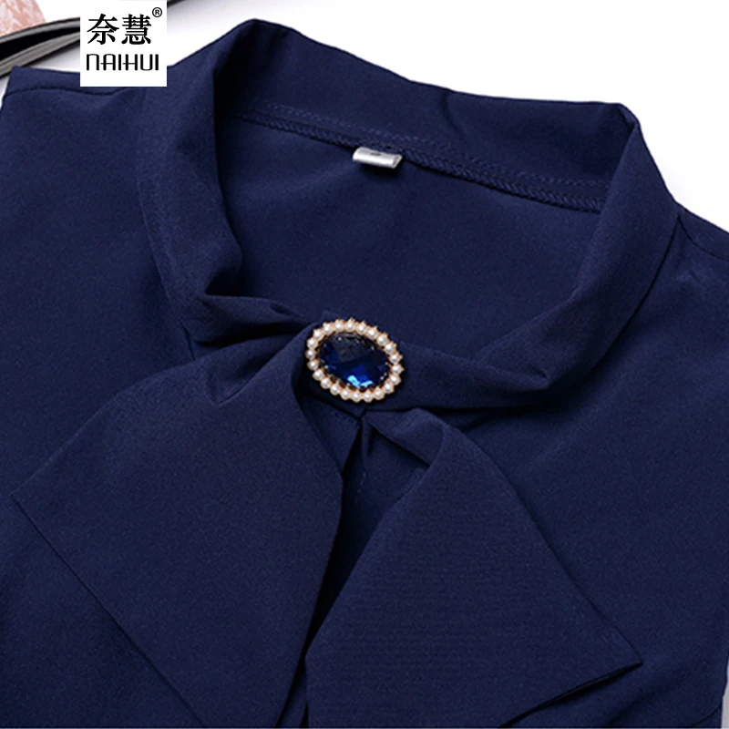 Lenshin Для женщин Офисные женские туфли Лепесток рукавом Блузка с Интимные