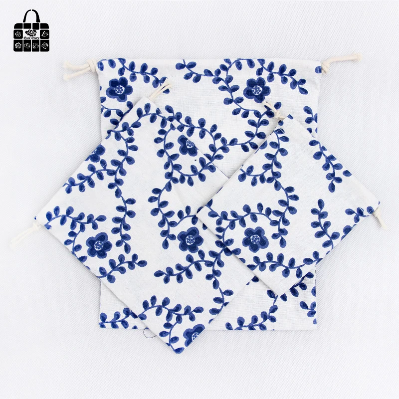 1 х Синяя Цветочная лоза 100% Хлопковая сумка дорожные аксессуары Одежда Нижнее