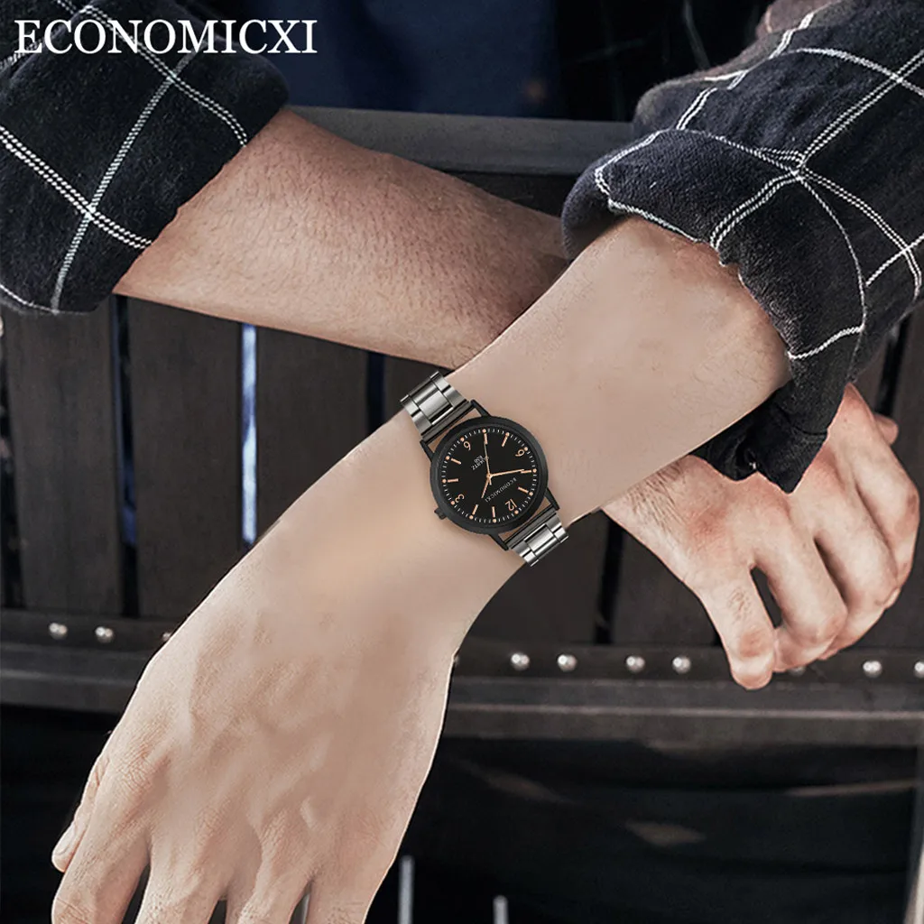 Брендовые мужские часы стальной браслет наручные деловые reloj hombre | Наручные