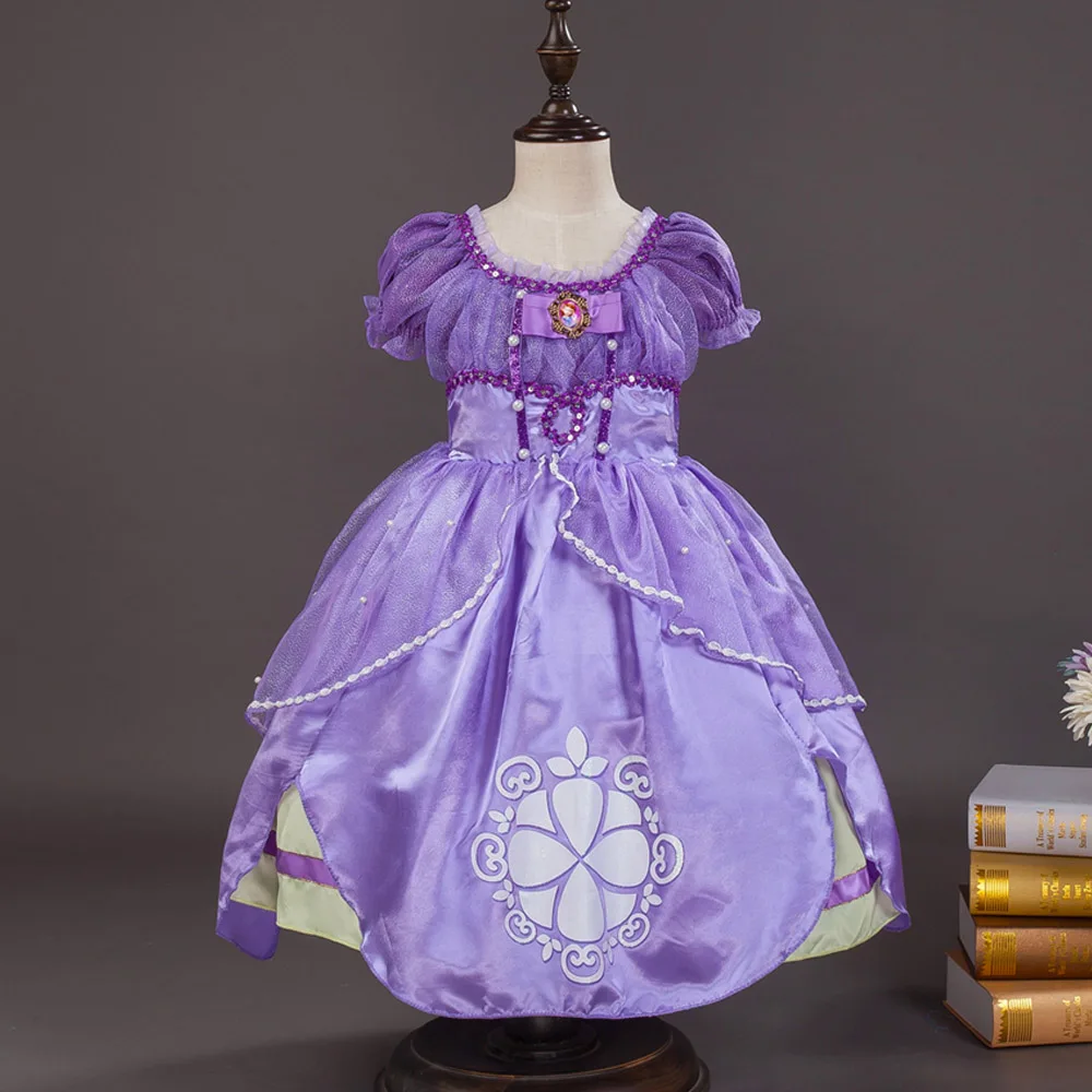 Hot Sall Girls Sofia Princess Dress Kids Sophia Sleeping Beauty Party Dresses Child Girl Rapunzel Aurora Prom Purple Costume 10 | Детская