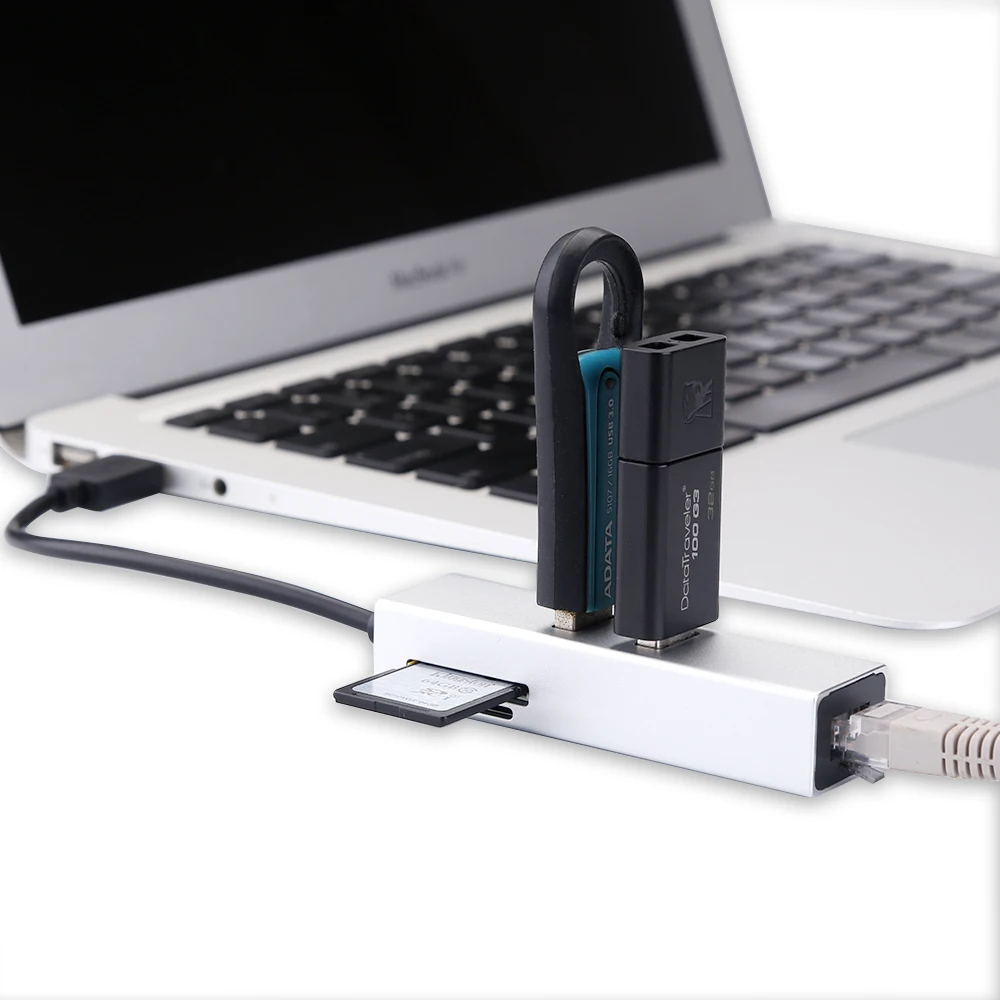 USB Hub с RJ45 Gigabit Ethernet сетевой SD Card Reader 2 USB 3,0 адаптер конвертер для MacBook Pro