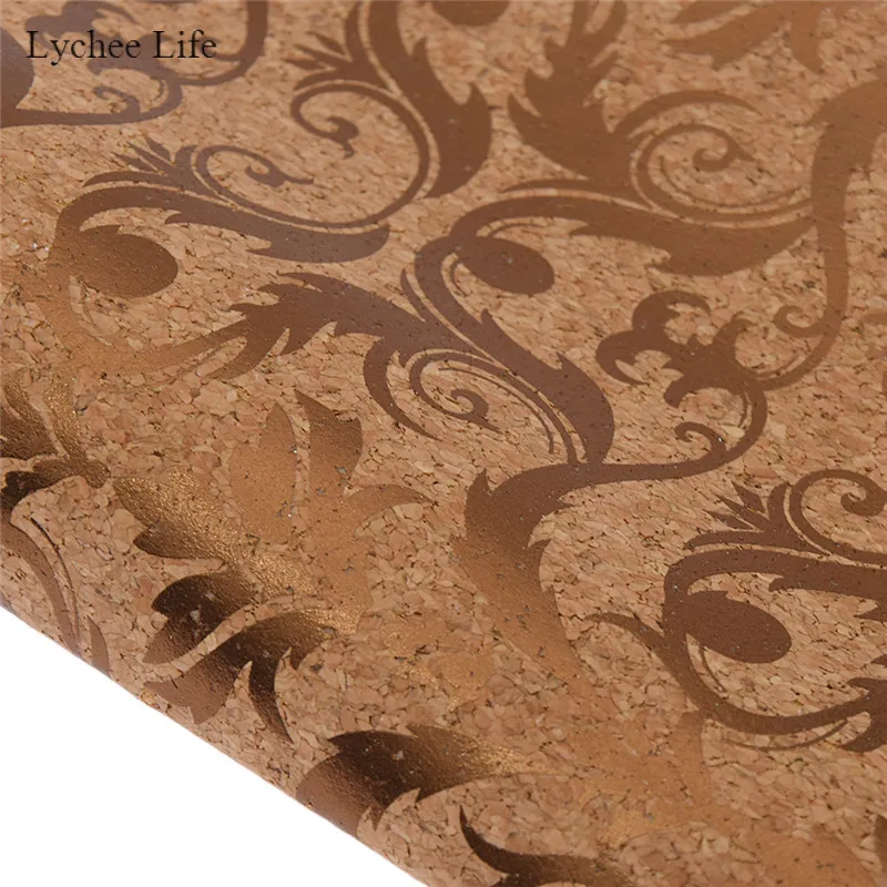 Bronzing phoenix Lychee Life 16 видов стилей, винтажный принт со звездами и цветами, синтетическая кожа, ткань из мягкой пробковой кожи для шитья сумок, одежды, рукоделия - Цвет: Bronzing phoenix