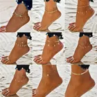 Ножные браслеты LETAPI с кристаллами и пайетками золотого цвета для женщин, пляжные ювелирные изделия, винтажные массивные ножные браслеты в стиле бохо, летние ювелирные изделия