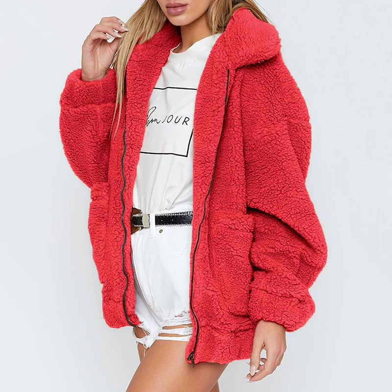Women Autumn Winter Jacket Coat Faux Fur Coat Fake Fleece Jacket Fluffy Jackets Overcoat Casual 3XL Plus Size Outwear