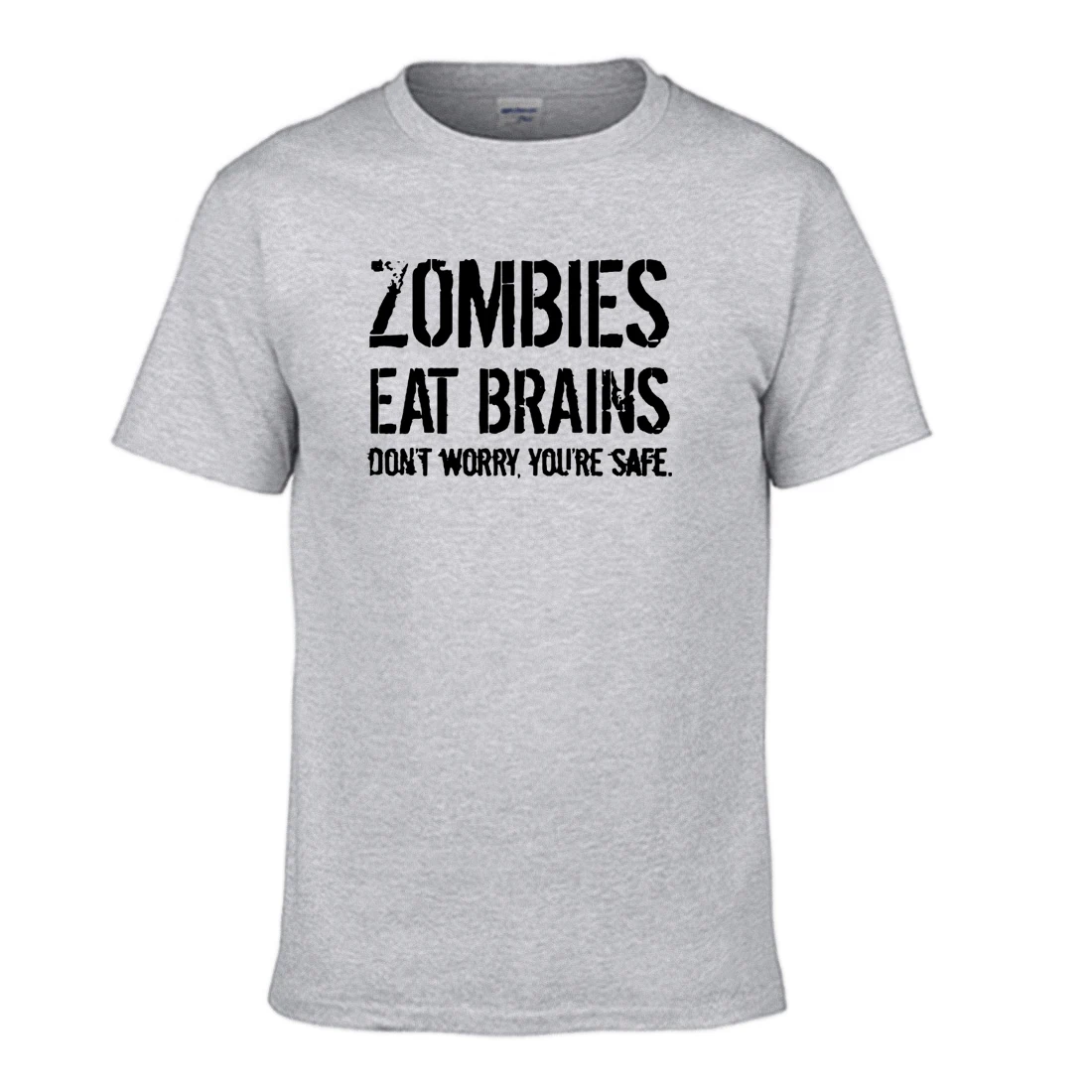 Мужская футболка с коротким рукавом Zombies Eat Brains You Are Safe летняя в стиле панк