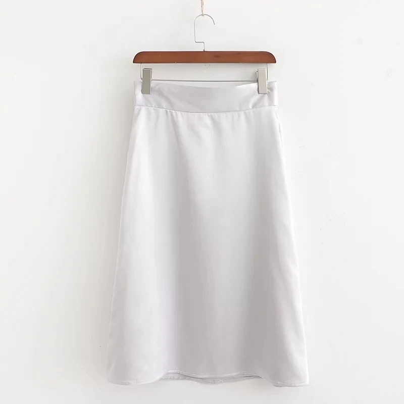 New Silver Stain Midi Skirts Women 2019 Spring-Autumn High Waist Bow Ladies Elegant Split faldas jupe femme girls clothes | Женская