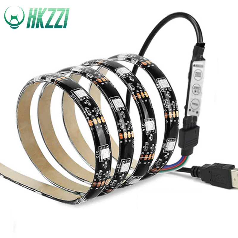 HKZZI USB Светодиодная лента DC5V 5050 RGB красочный 30 60 120 180 светодиодный S настольная