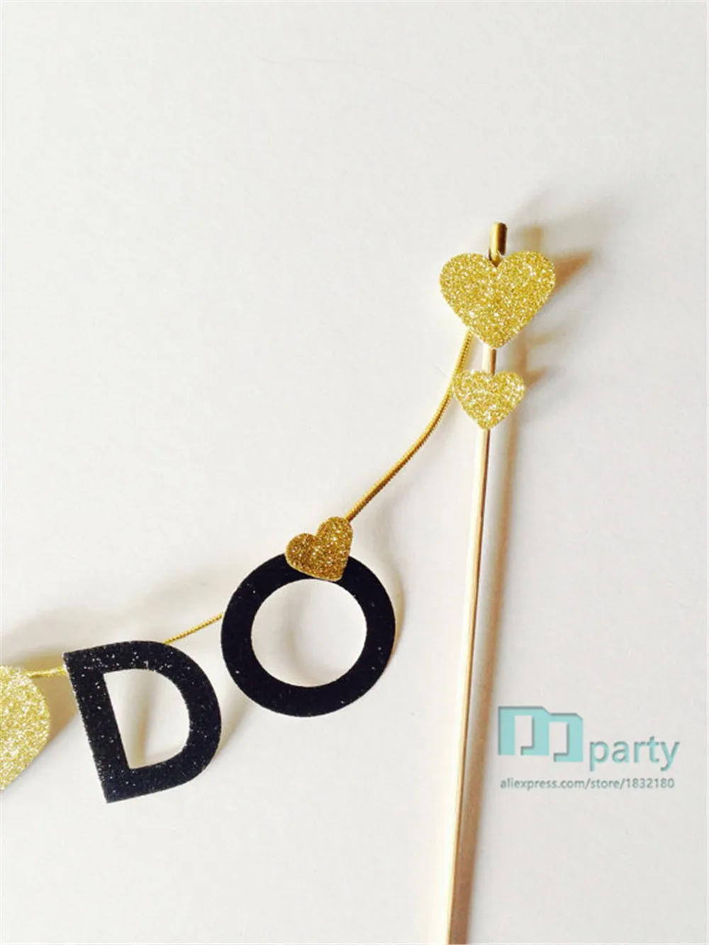 engagement party We do heart gold black glitter wedding cake topper - decoration- toppers-wedding | Дом и сад