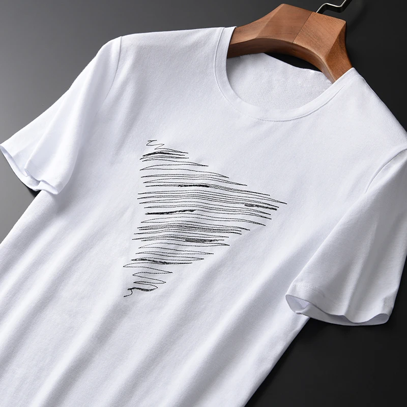 Мужская футболка Minglu с коротким рукавом и блестками из хлопка спандекса большого