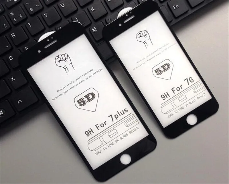 100 шт./лот DHL Для iPhone 7 стекло iphone 6S X 8 Plus закаленное для XR XS Max защита экрана 5D полное