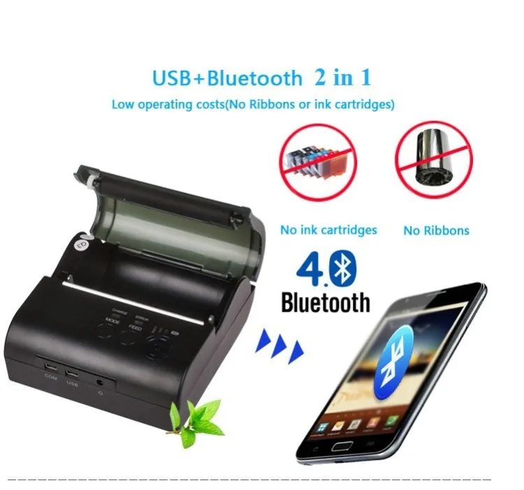 Портативный термопринтер 80 мм для мобильных телефонов Android 4.2.2 Bluetooth 4 0