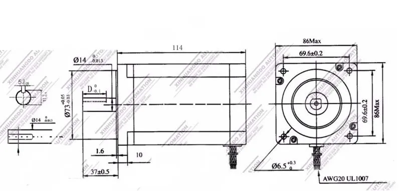 NEMA 34 ЧПУ шагового двигателя 86X98 мм/114 мм/155 мм 8,7 Н. М 6A D14mm Nema34 шаговый двигатель 1240Oz-in для гравировальный станок с ЧПУ