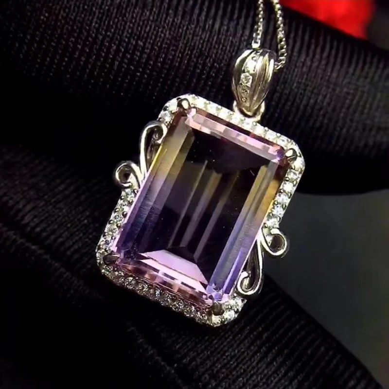 Кулон с аметрином Королевского дизайна для вечерние 10 мм * 14 натуральным