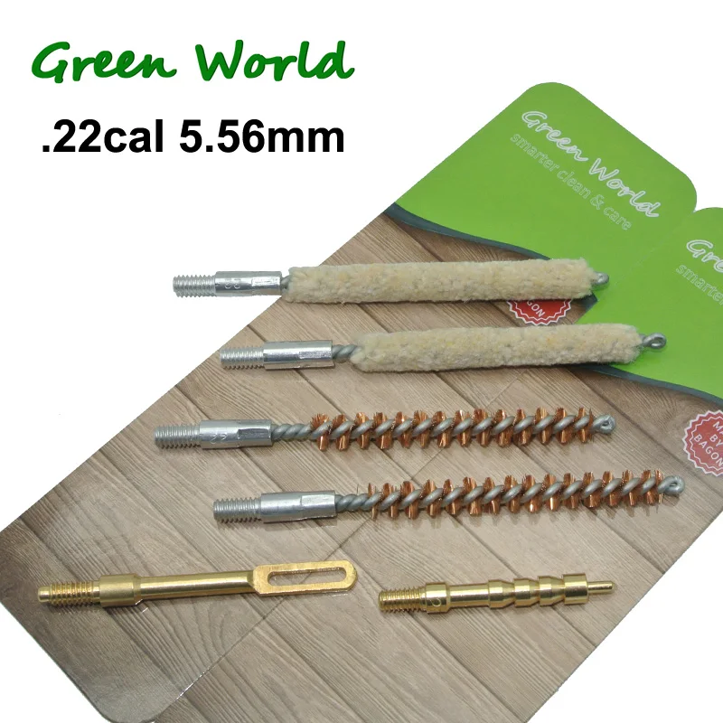 Green World 6 шт/Лот. 22cal. 243cal. 25cal. 270cal. 30cal 9 мм набор кистей, щетка для чистки ружья, блистерная посылка, нить 8-32