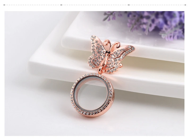 Круглые стеклянные броши в форме бабочки со стразами 3 шт. живые медальоны с