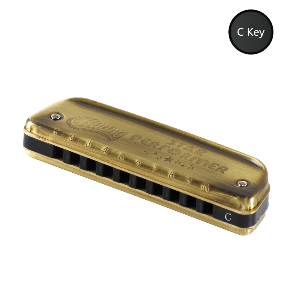 C Key 1 шт. Huang 10 отверстий Блюз диатоническая губная гармоника арфа рот Ключ C, A, B, D, E, F, G, bA, bB, bE, C#(bD), F#(bG) выбрать - Цвет: C Key