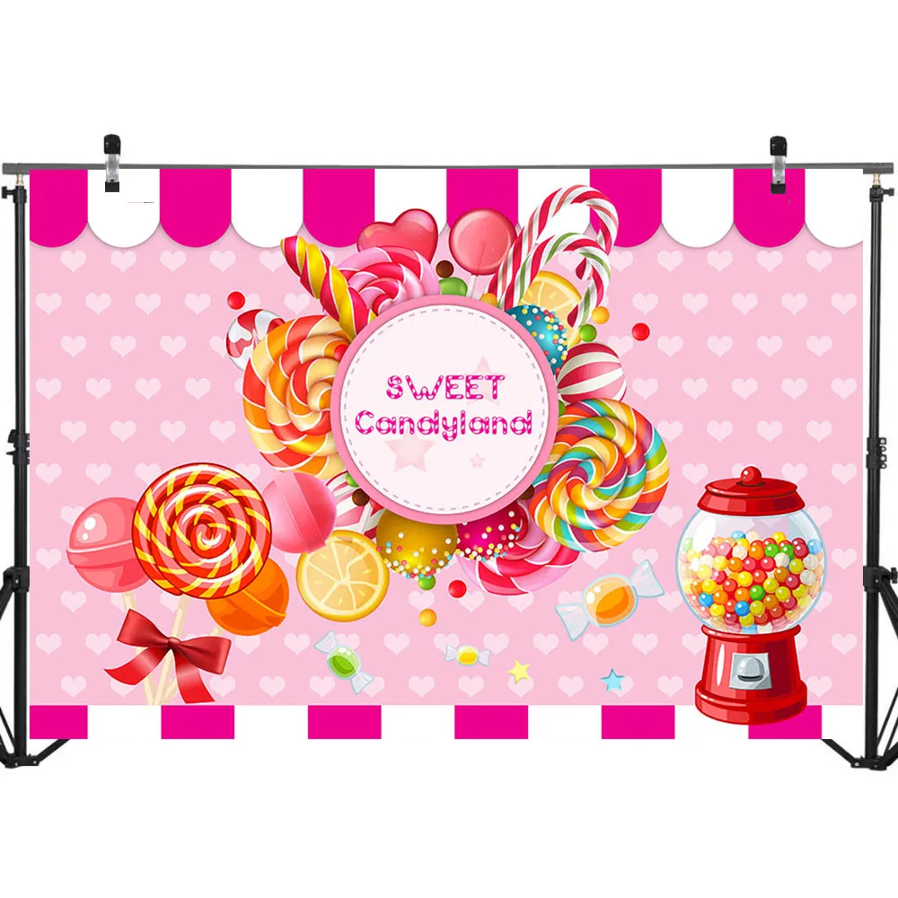 Милый фон Candyland с цветными декорациями для дня рождения вечеринок милых девичьих