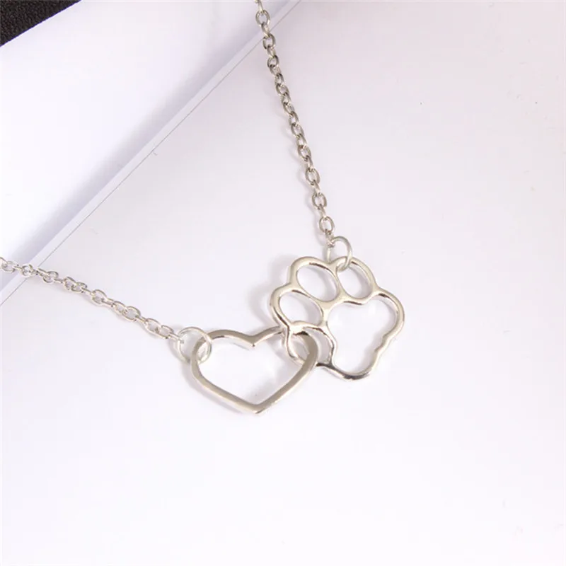Цепочка с подвеской в виде собачьей лапы сердца|dog paw|heart pendant necklaceanimal jewelry |
