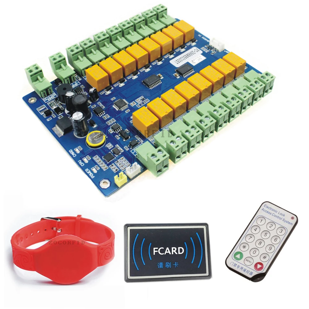 

DC12V RFID 13.56MHZ avoid software storage lock Access Control Board Panel Controller for 16 Doors lock