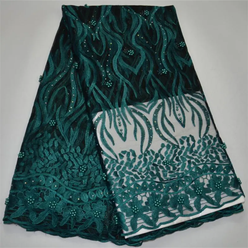 Beaded Embroidery French Lace African Mesh Fabric with Beads and Stones for Wedding Dress | Дом и сад