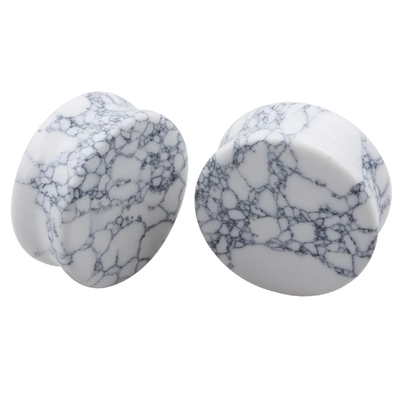 Белый камень Howlite расширитель ушей телесные туннели органический заглушки для