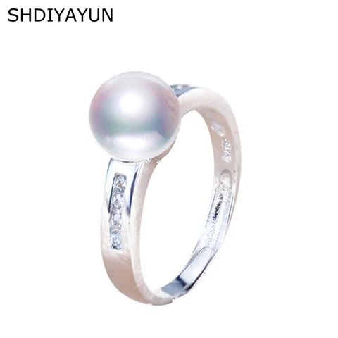 Женское кольцо с жемчугом SHDIYAYUN, серебряное кольцо с натуральным пресноводным жемчугом из фианита класса ААА, ювелирное изделие с бриллиантами, 2019