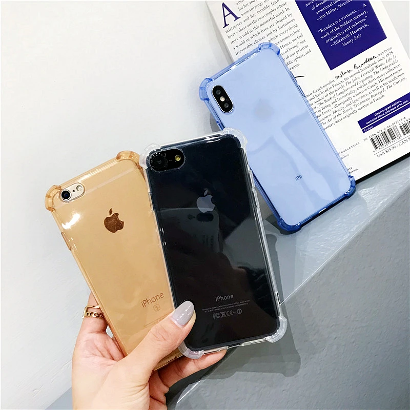 Роскошный противоударный Прозрачный чехол для iPhone 7 X 6 6s 8 Plus 10 мягкий силиконовый