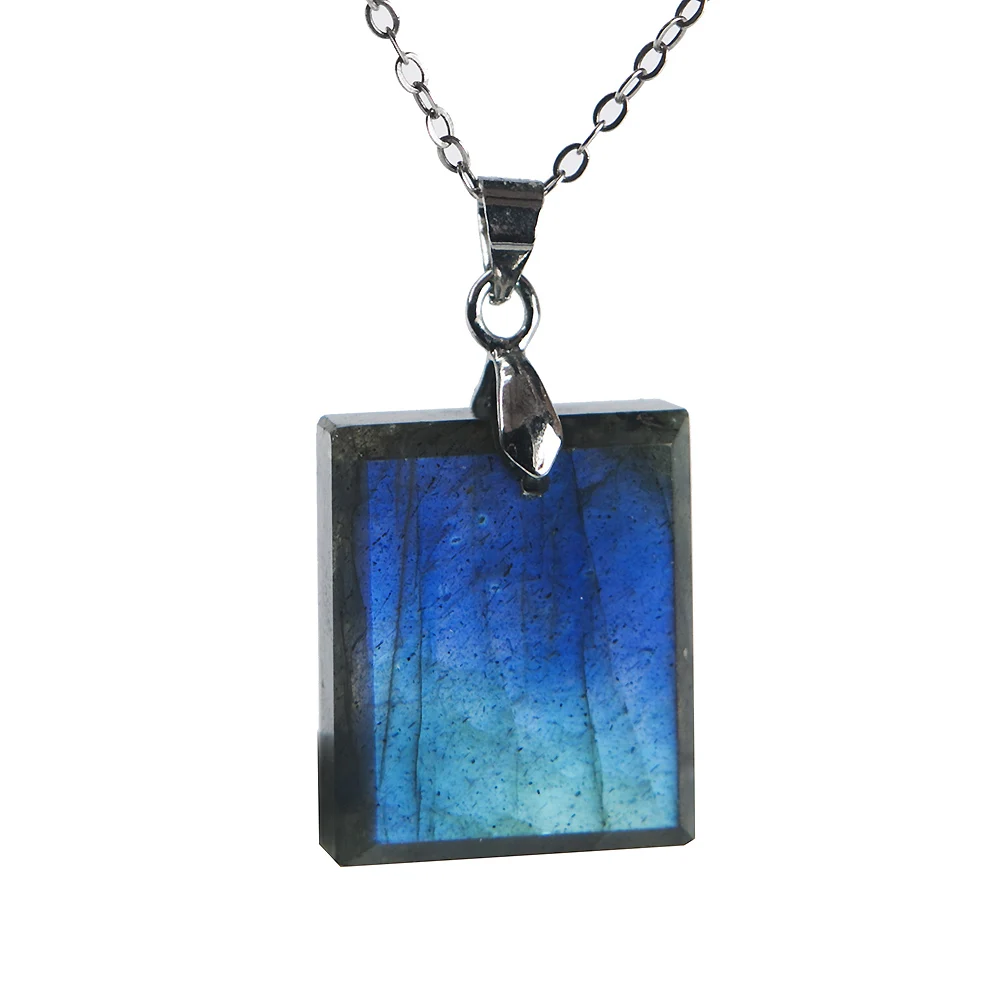 Естественный синий свет кулон из Лабрадорита драгоценный камень 21x17x6 мм Женская