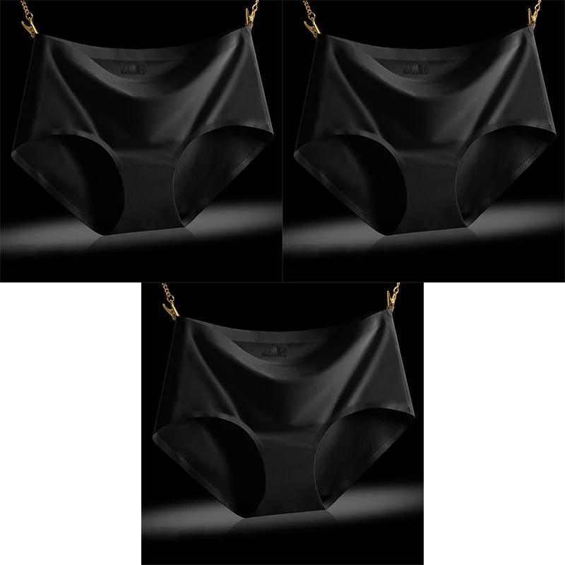 3 black BZEL, хит, 3 шт./лот, сексуальные трусики, Женский комплект, трусики, одноцветные, женское нижнее белье, со средней посадкой, шелковистые, женские трусы, комфортные, бесшовные трусики - Цвет: 3 black