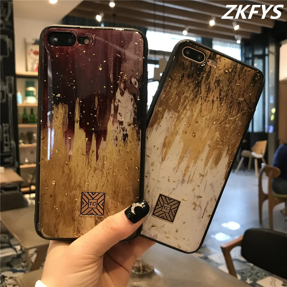 Блестящий чехол из золотой фольги для телефона iPhone 8 7 6 6S Plus мягкий ударопрочный