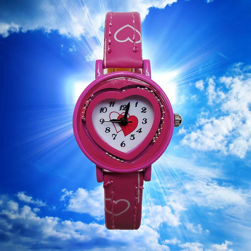 Новинка 2019 детские часы хорошего качества модные женские с сердечком подарок для