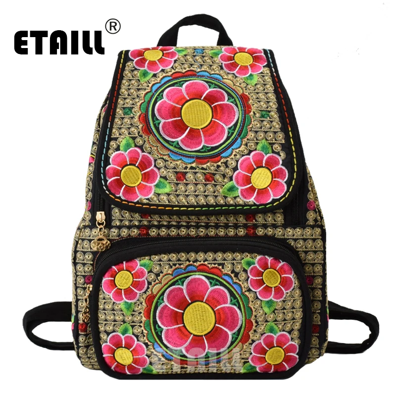 ETAILL Yunnan рюкзак с вышитыми цветами для девочек подростков школьные сумки в