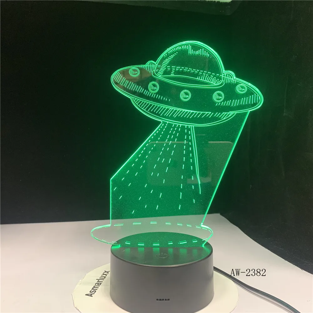 Космический корабль UFO Alien акриловый 3D RGB Ночной светильник USB светодиодный ночник