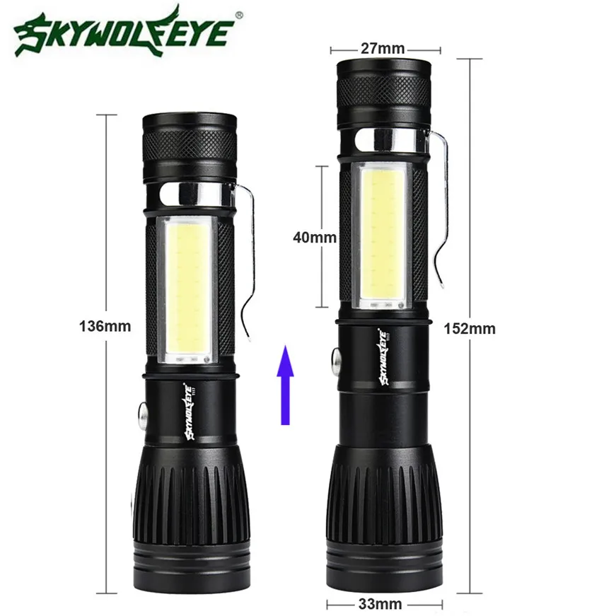 2018 Новый наружный масштабируемый фонарик XM L T6 + COB светодиодный лампа USB