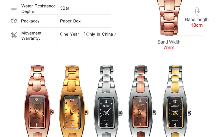 AESOP Women Watch Top Brand Luxury Waterproof Ladies Quartz Watch Stainless steel gold Watch Bracelet Women Watch