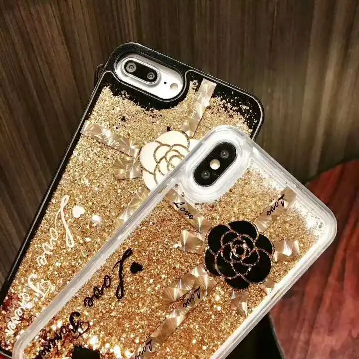 Модные блестящие золотые пески Чехлы для iPhone X XS MAX XR Европейский США Камелия