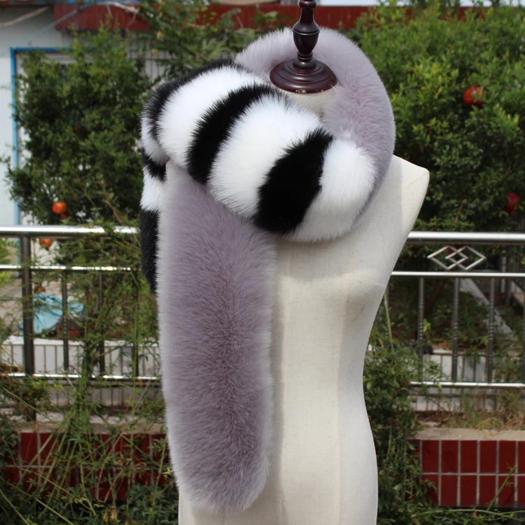 Потрясающий высококачественный длинный шарф из искусственного лисьего меха