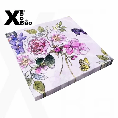 20pcs Napkins Причудливый букет цветов 20 шт. вечерние салфетки розы этикетка бутылки наклейка коробка свадебных приглашений сумка предметы для украшения дня рождения - Цвет: 20pcs Napkins