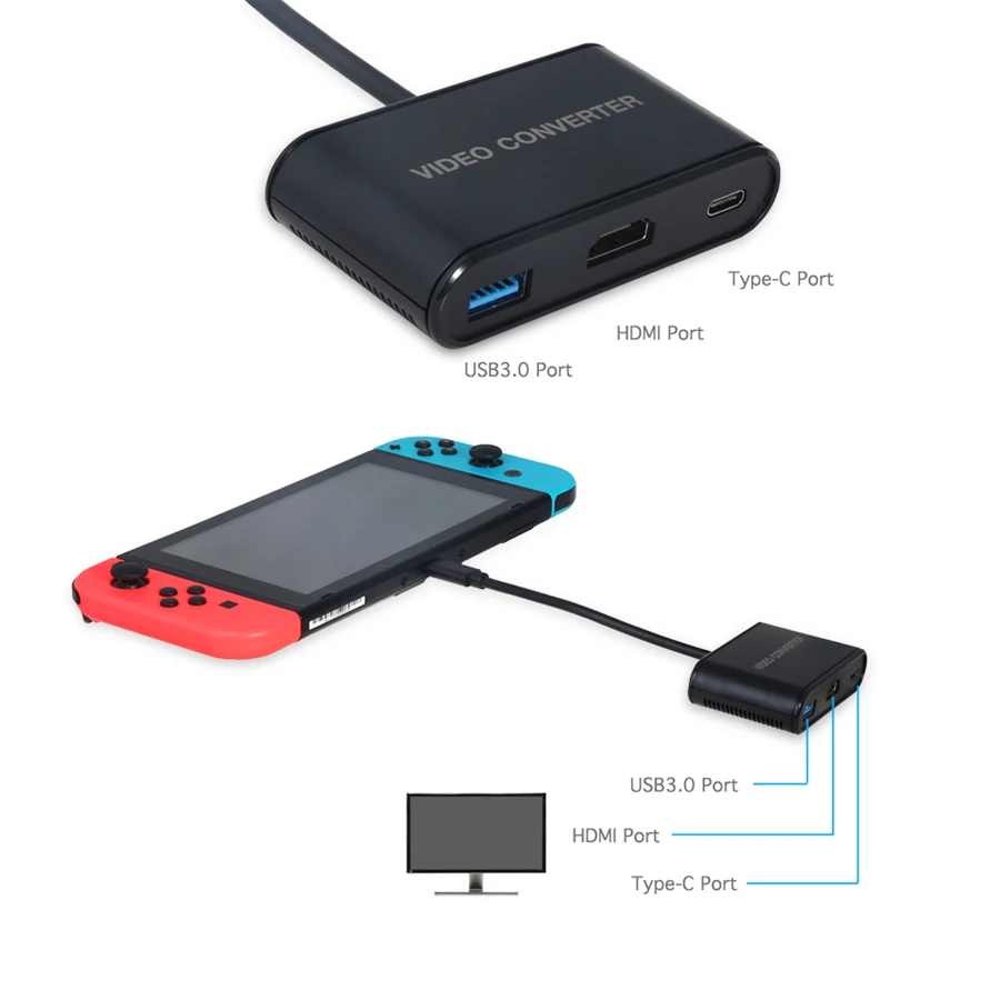 Type-C USB-C to HDMI Adapter HD Video Converter with USB Hub for Nintend Switch Game Console USB3.0 Port | Электроника