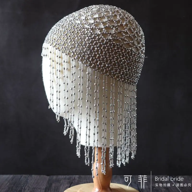 1920s Beaded Cap Headpiece Roaring 20s Flapper Belly Dance Exotic Cleopatra for Gatsby |