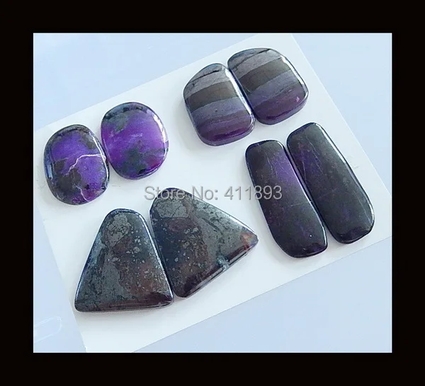 

4 Pairs Sugilite Rough Natural Cabochon Pair,27x10x2/19x14x4mm,17.16g