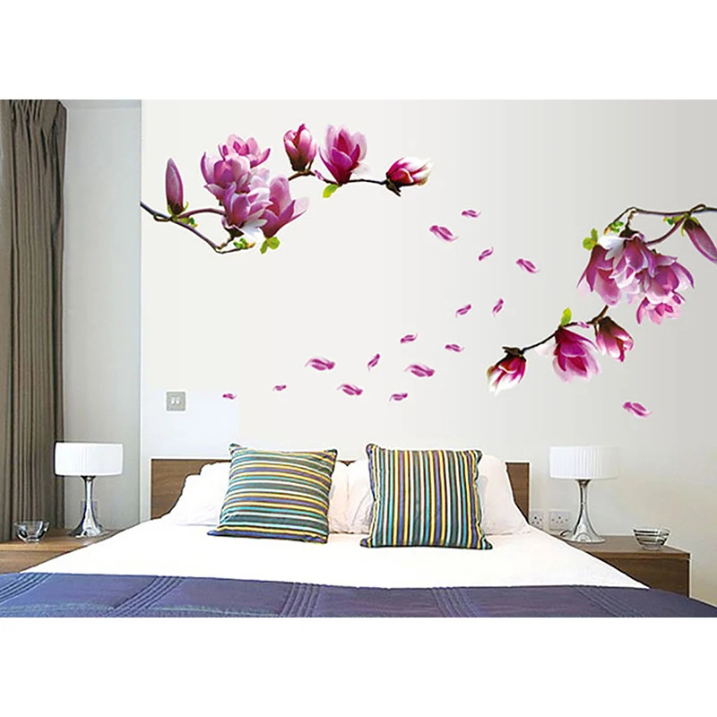 Новинка DIY цветок магнолии ПВХ художественная Наклейка на стену домашний Декор