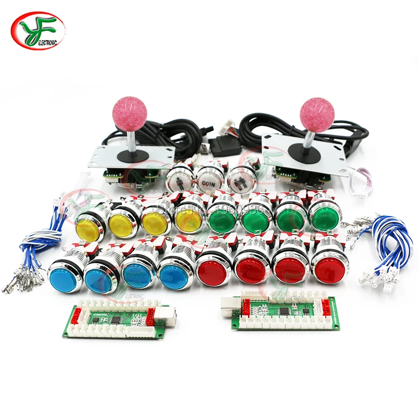 .pc.ps2.ps3 Encoder 5v Illuminated Chrome Push Button Sanwa Joystick