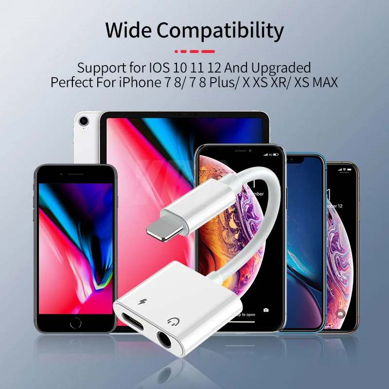 YBD 2 в 1 освещение зарядное устройство прослушивание адаптер для iphone X 7 XR 8 Зарядка адаптер 3,5 мм разъем разветвитель AUX адаптер для iphone