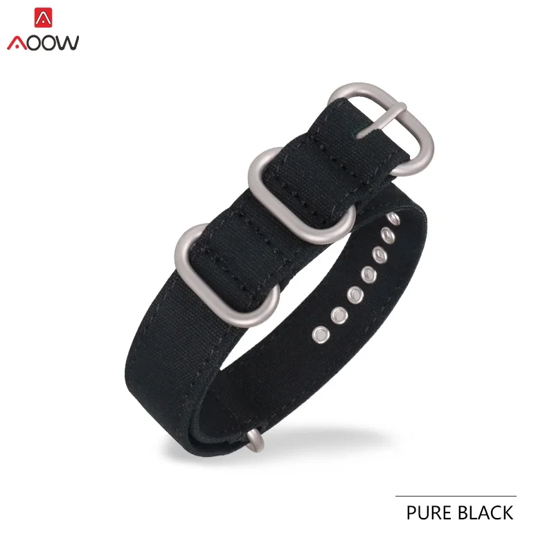 black-01-silver AOOW стиль Модные нейлоновые холщовые ремешки для samsung 18 мм 24 мм 22 мм 20 мм 26 мм Универсальные спортивные Ремешки для наручных часов - Цвет ремешка: black-01-silver