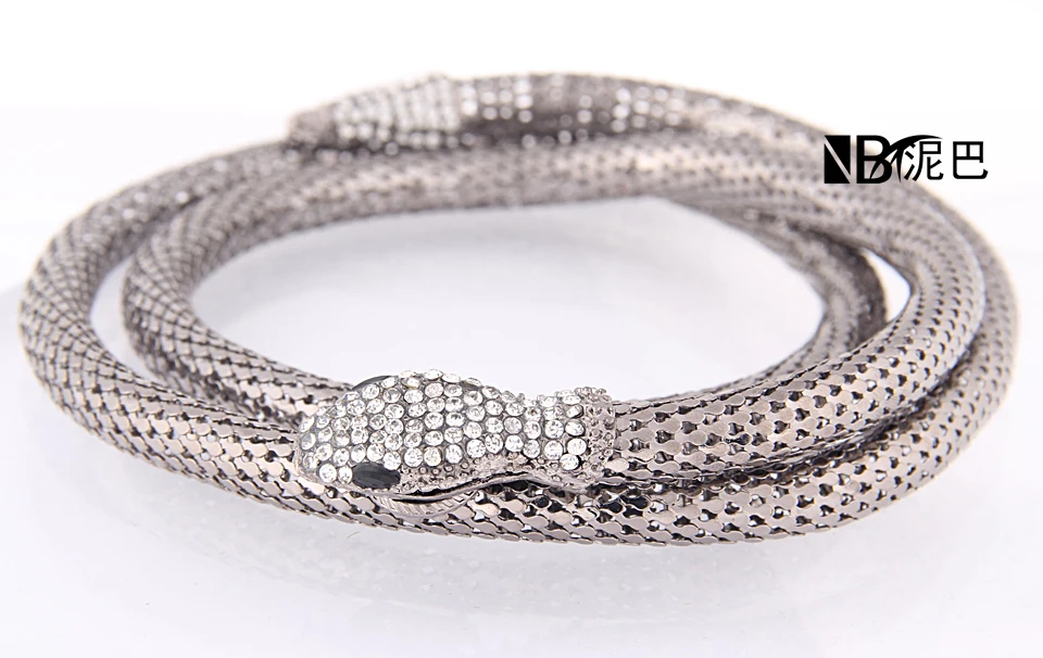 Женское Ожерелье в виде змеи Золотистое Ожерелье-чокер с кристаллами стиле панк