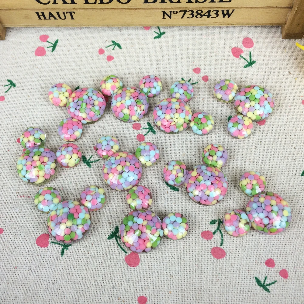 10 штук плоская спина кабошон каваи мультфильм мышь заполнены смолы Стразы DIY Flatback