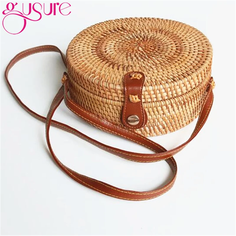 Круглая плетеная Сумка Gusure для девушек летняя пляжная сумка ручной работы с Бали